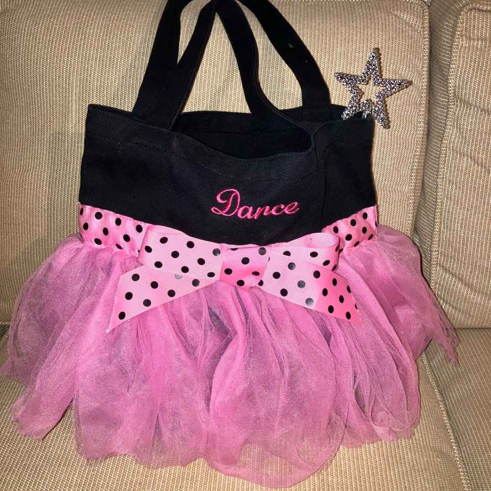 Pink and Black Ballet Bag with Tutu and Bow
